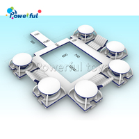 Isla flotante Marina juego de agua isla flotante cabaña plataforma de ocio inflable con tienda inflable fiesta banas