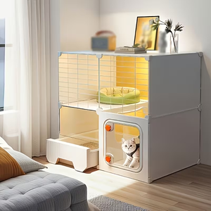 Villa pour chat à double étage, maison pour chat peu encombrante, cage pour chat multifonctionnelle transparente de luxe pour petits animaux - Product Image 2