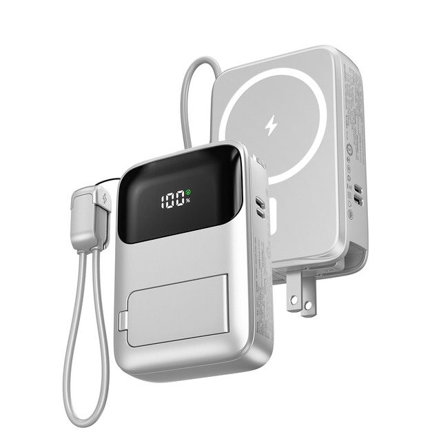 OEM 20000mAh Magnetic  LED Digital Display Power Bank 2025 Portable 22.5W Fast Charge with Foldable Plug for iPhone Samsung