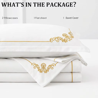 Factory Direct Double drap de lit 4 pièces tissé broderie hôtel Collection ensemble de literie avec housse de couette blanche