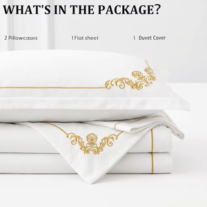 Factory Direct <strong>Double</strong> Bedsheet 4Pcs Woven Embroidery Hotel Collection Bedding <strong>Set</strong> with White <strong>Duvet</strong> Cover - Product Image 6