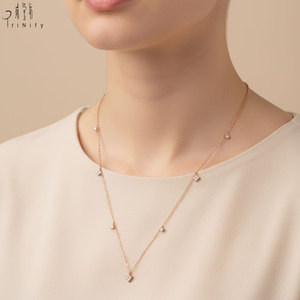 <b>Top</b> Quality Fine Jewelry Minimalist Layering Necklace 18K Solid <b>Rose</b> Gold Necklace Real Natural Diamond Necklace For Women Gift - Product Image 5