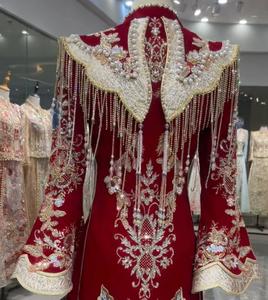 Vestido <span class=keywords><strong>de</strong></span> <span class=keywords><strong>Novia</strong></span> Chino Xiuhe, Cheongsam Rojo con Bordado a Mano y Cuentas 3D, Vestido <span class=keywords><strong>de</strong></span> <span class=keywords><strong>Novia</strong></span> Tradicional Chino para <span class=keywords><strong>Novia</strong></span> Asiática - Product Image 5