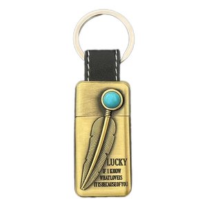 Porte-clés portable briquet nouvelle <span class=keywords><strong>flamme</strong></span> de roue rétro en relief de plumes pour cigarettes et cigares Style d'huile - Product Image 5