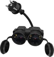 Cable de Extensión para Exteriores de 2 Vías y 2 cm de Longitud, IP44 Impermeable, para Uso con Computadora, 2 Tomas de Corriente