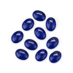 Cabochon ovale lisse en lapis-lazuli bleu naturel 10x14mm, dos plat, calibré, pierre précieuse en vrac pour la fabrication de bijoux DIY - Product Image 1