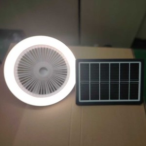 Led <b>Ceiling</b> Fan <b>Light</b> 260mm Flush Mount <b>Remote</b> <b>Control</b> Dc Motor Plastic Body With Solar Panel - Product Image 1