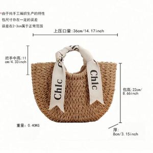 Sac fourre-tout portable résistant à l'eau pour l'été, avec foulard en soie, sac en paille de papier, sac à main de vacances pour femme, vente en gros - Product Image 3