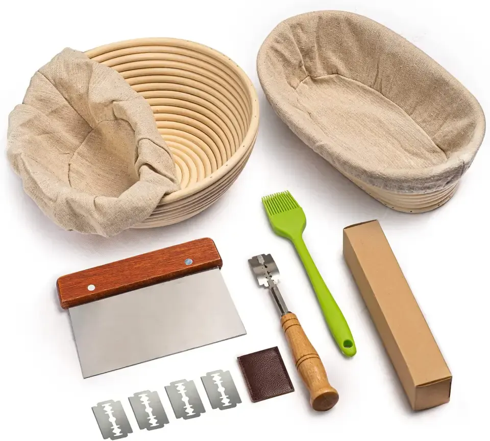 Customized Artisan Bread Lame Rattan Proofing Basket For Sourdough Kit Baking Tool Set With Dough Cutter