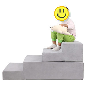 Children's Foam Step <b>Sofa</b> Modular Design For <b>Kids</b> Playroom 3 Years And Above Gray Color Option - Product Image 1