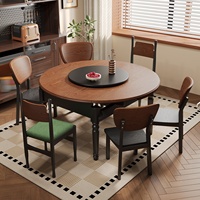 Table et chaises de salle à manger en bois massif de style vintage, design moderne minimaliste de luxe léger, pour petites maisons, table extensible et pliable