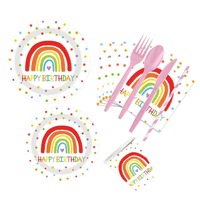 Assiette en papier jetable 8 pièces X 10 personnes serviettes tasses assiettes de fête ensemble de vaisselle décoration de fête fournitures de table lumières magiques