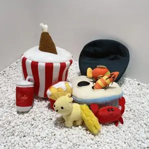Interaktif squeaky saklambaç peluş oyuncak köpek peluş özel köpek pet kek oyuncak