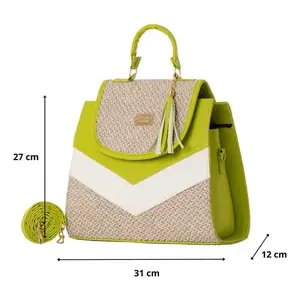 Sac fourre-tout en jute bleu pour femme Fana Haven, sac de plage moyen avec fermeture à fermoir pour un usage quotidien - Product Image 4