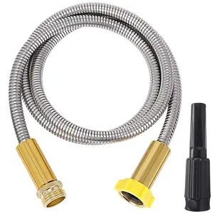 Short PVC Garden Hose 5/8 in x 3ft Water Pipe with Solid Brass Hose Fittings