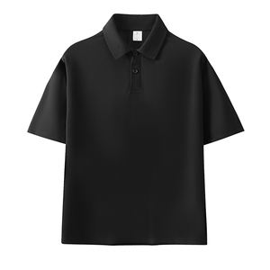 เสื้อโปโลผ้าฝ้ายเย็นสบายสำหรับฤดูร้อน แบบหลวม สีพื้น สำหรับเด็กผู้ชาย  รับสกรีนโลโก้ แฟชั่นสตรีท ปกเสื้อโปโล - Product Image 4