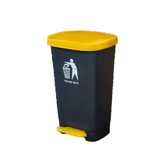 Foot Operated Trash <b>Bin</b> 60L Rectangular Indoor Waste Sorting <b>Bin</b> <b>With</b> <b>Lid</b> Yellow Gray - Product Image 3