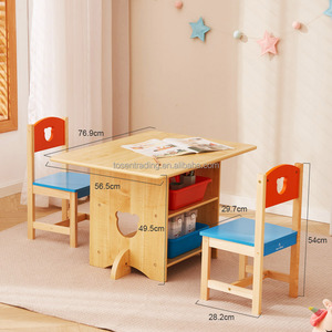 Ensemble table et 2 chaises en forme d'ours pour enfants et tout-petits avec 4 bacs en plastique, meubles pour chambre d'enfant. - Product Image 5