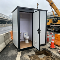 WC mobile conteneurisé sur mesure OEM, type boîte, avec porte coulissante en forme d'éventail, écologique, portable, pour extérieur, avec lavabo intégré