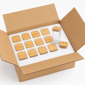 Ensemble de 12 pots à épices carrés en verre de 8 oz avec couvercles en bambou, étiquettes et emballage de protection pour l'organisation du garde-manger - Product Image 5