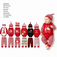 Ensemble de costumes de Noël pour bébé en gros – Tenues 3 pièces en coton avec bonnet de Père Noël et barboteuse pour garçon/fille
