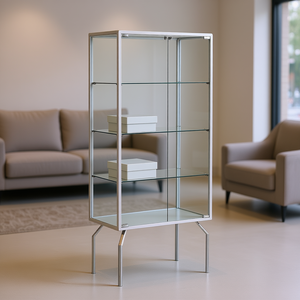 Vitrine encadrée en aluminium 71x37x170cm Portes en verre blanc Étagères réglables Armoire de présentation - Product Image 3