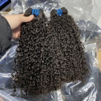 Rambut Ekstensi WXJLONGHAIR Pixie Curl Double Drawn, Bundel Rambut Asli Brasil 10-22 Inch, Model Pissy Curls