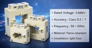 Transformador de Corriente de Núcleo Dividido Acrel AKH-0.66/K, Tipo Abierto, para Medición de Energía, 0.66kV - Product Image 3