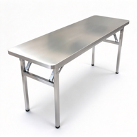 Table pliante en acier inoxydable, portable, rectangulaire, design moderne, marque AFS, pour le camping en plein air, les pique-niques, les barbecues