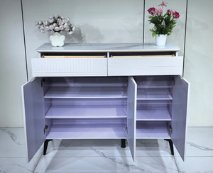 Modern Design Living Room Tempered Glass Baked Enamel <strong>Shoe</strong> Cabinet Light Luxury Customized Color <strong>Small</strong> Apartments MDF <strong>Storage</strong> - Product Image 3
