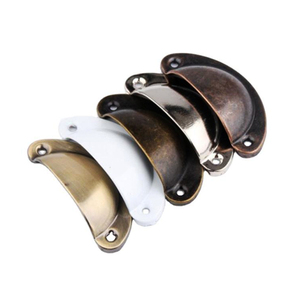Retro Kitchen Cabinet <strong>Door</strong> Drawer Pulls Metal Shell Handle Vintage Half Moon Handles and <strong>Knobs</strong> - Product Image 2