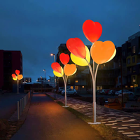 Lumières de piquet de paysage LED couleur RVB à distance éclairage de décoration en forme de coeur en plastique étanche extérieur avec câble DC12V/24V