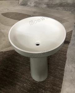 Colonne sur pied en composite pour salle de bain, lavabo à surface solide autoportante en pierre de résine coulée pour le lavage des mains - Product Image 5