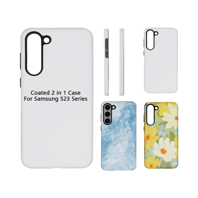 3D Sublimation Phone Case TPU PC Coated Sublimation Case 2 in 1 Hard Blank Mobile Cover for Samsung Galaxy S24 S23 Ultra Plus