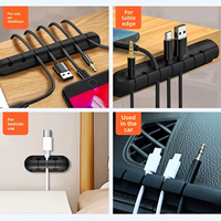 Attaches de gestion de câbles en silicone auto-adhésives, 24 pièces, organisateur de câbles de bureau réutilisable avec dos adhésif pour bureau et mur