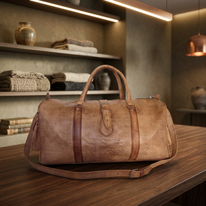 Genuine Leather Classic Duffel <b>Bag</b> <b>Men</b> <b>Travel</b> Carry-on Soft Handle Zipper Closure Durable Style - Product Image 5