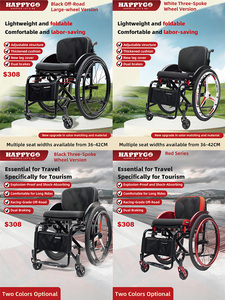 Sedia a Rotelle Sportiva Pieghevole Leggera con Ruote Grandi da 4 Pollici per Tutti i Terreni, Ammortizzazione CE e Sgancio Rapido - Product Image 5