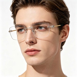 Vente en gros de lunettes carrées rectangulaires en métal de haute qualité, montures en <span class=keywords><strong>titane</strong></span> unisexes, montures de lunettes en <span class=keywords><strong>titane</strong></span> pour hommes et femmes - Product Image 2