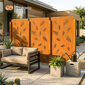 <b>Metal</b> Garden <b>Screen</b> Rectangle Weather Resistant Rustic Orange Outdoor Decor Ornament Modern Plant Theme - Product Image 3