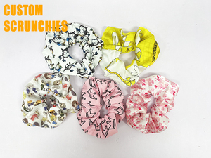 Scrunchies personnalisés avec logo, accessoires en tissu, élastiques pour cheveux, attaches pour cheveux en soie - Product Image 4