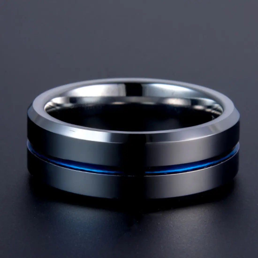 Anello di tungsteno per gli uomini 6mm 7mm 8mm 9mm 10mm argento blu tungsteno fede nuziale opaca spazzolato finitura Comfort Fit