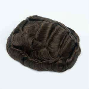Toupet pour homme 8x10 en cheveux humains naturels indiens bruts, avec contour en PU et dentelle à l'avant, système V LOOP - Product Image 3