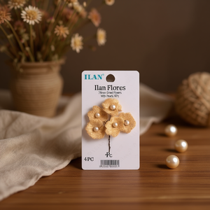 Ilan Flores Fiori Secchi da 78mm con Perle, Set da 4 Pezzi - Product Image 3