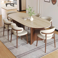 Table à manger ovale en bois massif pour 6 personnes, mobilier de restaurant en noyer, fabrication sur mesure OEM