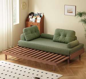 새로운 애쉬 원목 슬라이딩 소파베드 거실/서재 당김식 낮잠 침대 미니멀리스트 침실 손님용 소파베드 - Product Image 4