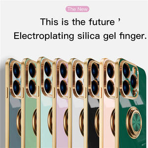 Venta al por mayor de funda móvil de lujo para <span class=keywords><strong>iPhone</strong></span> 16 15Plus <span class=keywords><strong>11</strong></span> XR funda suave con soporte de anillo magnético electrochapado característica a prueba de golpes - Product Image 6