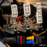Simsonn Racing Sim Joystick Drift Simulator Plusx, Pedales Ergonómicos de Metal Plateados, Logotipo Personalizado Disponible, para PC, Conexión por Cable
