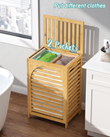 Panier à linge en tissu de bambou imperméable personnalisé avec couvercle, grande capacité durable pour le linge de camping