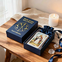 Cartes de jeu de tarot personnalisées OEM, papier de haute qualité, coins arrondis, design personnalisé CMYK, surface brillante, boîte en papier, jeu de société