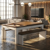 Table de billard de salle à manger en bois d'érable massif de haute qualité avec cadre en acier inoxydable, table de billard de 7 pieds personnalisable